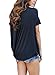 FIYOTE Womens Short Sleeve Choker V Neck Top Loose Fit Casual Shirts Small Size Black