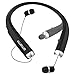Foldable Bluetooth Headphones, AMORNO Wireless Neckband Sports Headset with Retractable Earbuds, Sweatproof Noise Cancelling Stereo Earphones with Mic for iphone, Android and Bluetooth Enables Devices
