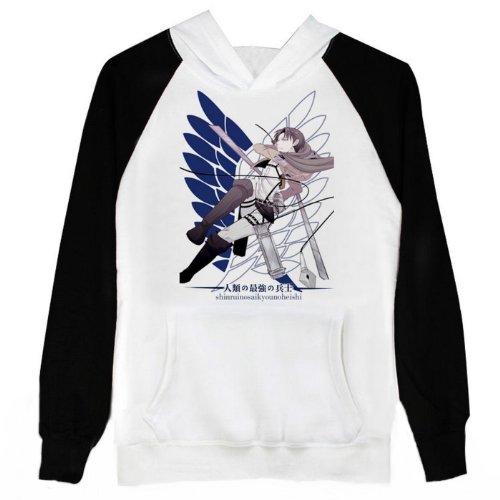 Attack on Titan Shingeki no Kyojin Cosplay Costume Anime Black White Hoodie Size L