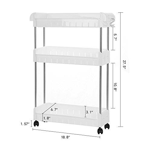 Aomaco 3 Tier Gap Kitchen Slim Slide Out Storage Tower Rack