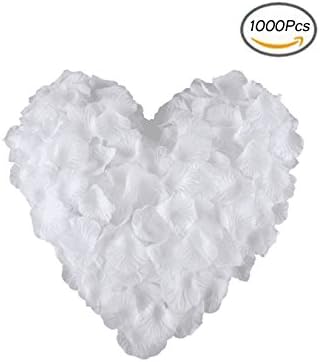 OAIMYY Soft Silk Fabric Artificial Flower Rose Petals for Wedding Party Celebration Decoration - 1000Pcs (White)