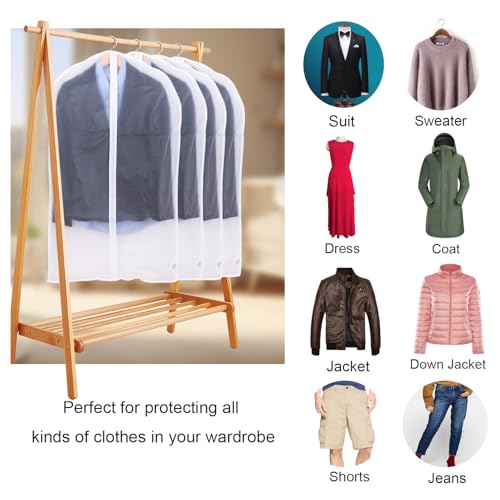 Niviy 6 x 60 x 100 cm Anti-Dust Waterproof Moisture Proof Zip Protective Covers for Shirt Suits/Coats (White)