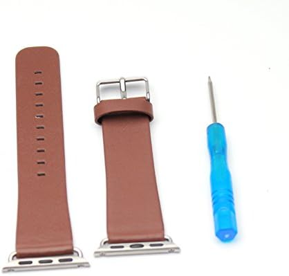 LOOYUAN Genuine Leather Replacement Watch Band Buckle Watch Strap Regular-length Design for Apple Watch for Woman (42mm brown)