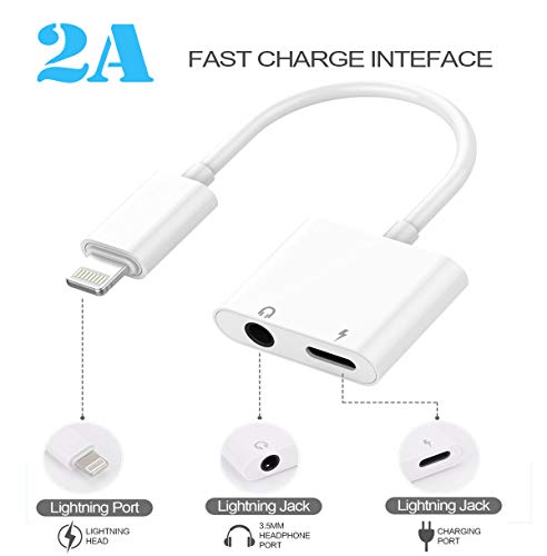 image for my-handy-design Lightning Jack Headphone Adaptor Charger Compatible wi