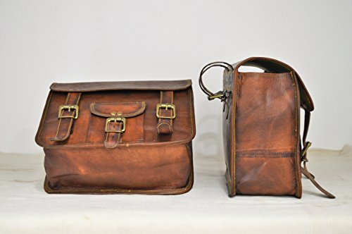 2 X Motorcycle Side Pouch Brown Leather Side Pouch Saddlebags Saddle Panniers ( 2 Bags ) - Thumbnail 4