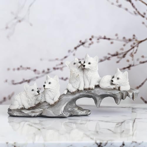 ICE ARMOR Hand Painted 10.25" W Wolf Family on Rock Edge Figurine Statue Sculpt…
