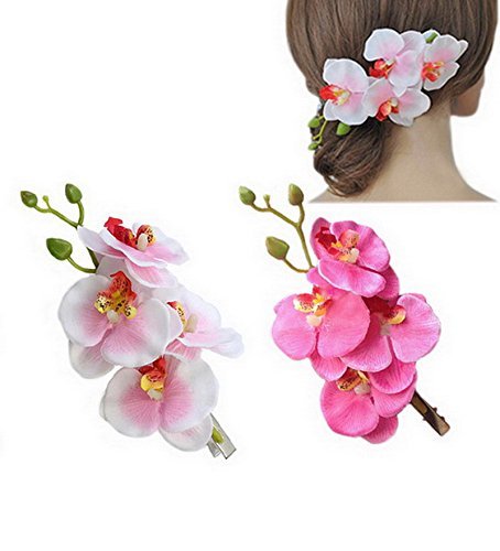 Women S Butterfly Orchid Hair Clip Flower Hair Pin White Barrette