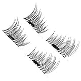 New Dual Magnetic False Eyelashes - 1 Pairs (4 Pieces) Ultra Thin 3D Fiber Reusable Best Fake Lashes Extension for Natural, Perfect for Deep Set Eyes & Round Eyes