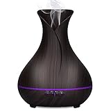 KEDSUM 400ml Aroma Essential Oil Diffuser,Wood Grain Ultrasonic Cool Mist Humidifier with 7 Color LED Lights Waterless Auto Shut-Off Function for Office Home Yoga Spa