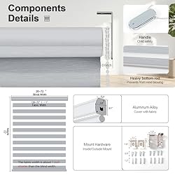Sylshine Home Zebra Blinds for Windows 40 x 72