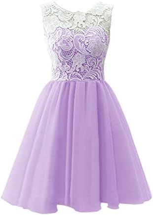 JY FASHION® Women's Ruched Sleeveless Lace Short Party Dresses Evening Gowns #2XQ US 20 Lavender