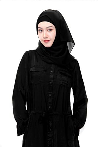 Uphily Lightweight Muslim Hijab Cap Chiffon Islamic Hijab Long Scarf Head Shawl
