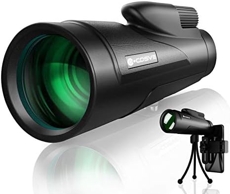 Monocular Telescope, COSVE 12×50 High Power Monocular Scope with Shockproof Smartphone Adapter and Tripod, Waterproof Fogproof FMC Lens and Bak4 Prism for Bird Watching, Camping, Travel