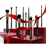Brush Master(TM) Makeup Brushes Premium Makeup Brush Set Synthetic Kabuki Cosmetics Foundation Blending Blush Eyeliner Face Powder Brush Makeup Brush Kit (10pcs, Golden Black)