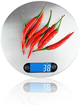 Digital Kitchen Scale Food Scale Weigh in Gram LB and OZ Cooking Weigh Max 5000g (11lbs) Stainless Steel Easy to clean Silver Precise weighing Measuring Food Intake