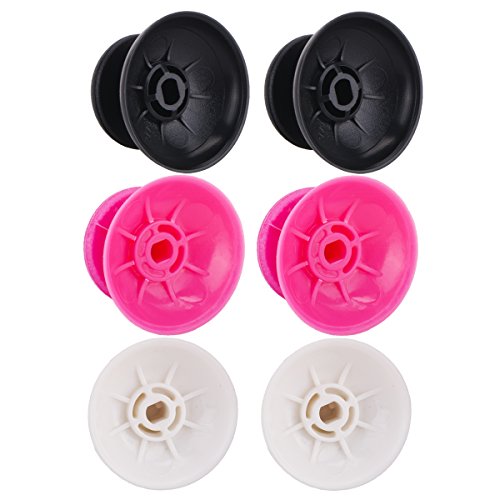 YoRHaÂ 3 xÂ PairÂ ReplacementÂ OriginalÂ MaterialÂ ThumbstickÂ AnalogÂ ButtonsÂ CustomÂ ColourfulÂ forÂ DualShockÂ 4Â PS4/Slim/PROÂ ControllerÂ SpareÂ PartsÂ AccessoriesÂ ModdedÂ (Black+White+Pink)
