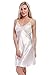 BellisMira Women’s Satin Lace Full Slip Chemise Silk Nightgown Sleepwear Ivory White, M