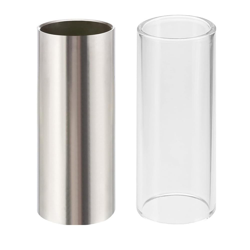 Glass Slide 2 Pieces Stainless Steel Slide Finger and Knuckle Slide Guitar Slide Guitar Slides for Electric Guitar,Guitar & Gear Accessories （6cm）