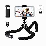 Xiner Mini Flexible Octopus Tripod with Bluetooth Remote Shutter and Universal Phone Holder for iphone Smartphone and Camera