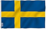 Anley Fly Breeze 3x5 Foot Sweden Flag - Vivid Color and UV Fade Resistant - Canvas Header and Double Stitched - Swedish National Flags Polyester with Brass Grommets 3 X 5 Ft