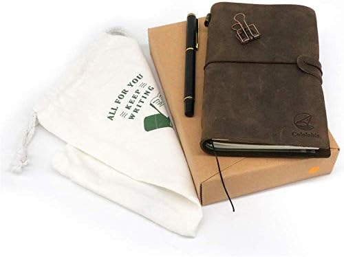 Cololabis Leather Journal Notebook for Travel,Refillable Travelers Notebook with Passport/Credit Card holder for Men Women,Hardcover Executive Notebooks 7.1x4.3 inch (Brown)