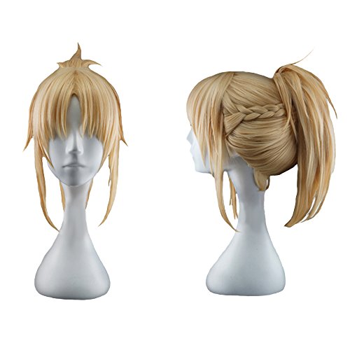 Fate Apocrypha Red Saber Mordred Golden Cosplay Wig Coslive Accessories