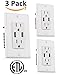 Teklectric 4.2A High Speed Dual USB Charger Outlet 15A Tamper Resistant Receptacle & Free Wall Plate, White - 3 Pack