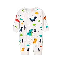 PlayMate Girls Outfits&Set Newborn Baby Girl Boy Jumpsuit Infant Cute Dinosaur Romper Long Sleeve Onesies Bodysuit Clothes White