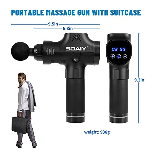 Deep Tissue Percussion Massage Gun - HandHeld Rechargeable Muscle Massager with 6 Heads & 20 Speed Vibration for Athletes Soothe Muscle Pain, Super Quiet Body Massage Gun for Feet, Back, Neck, Arms - Thumbnail 5