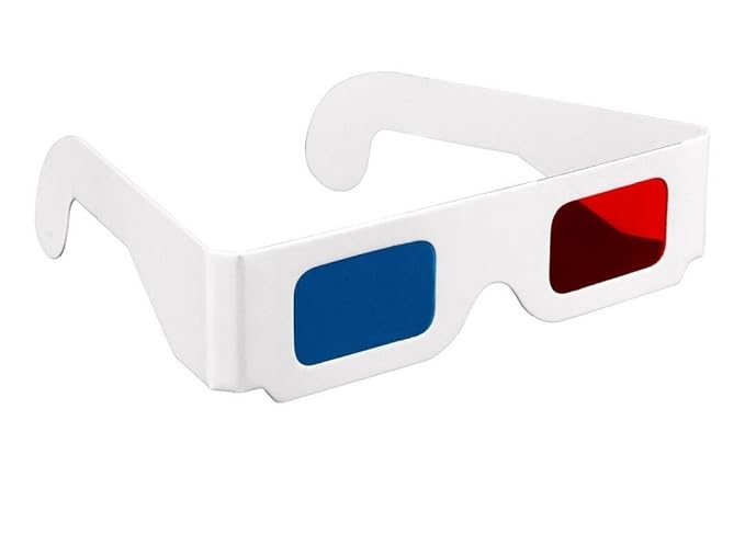 Amazon Com 3d Paper Glasses Red And Cyan Anaglyph White Cardboard Frame 50 Pairs Beauty
