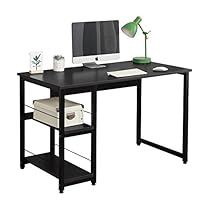 Soges 47 inches Computer Desk Home Office Desk Morden Style with Open Shelves Worksation Desk, Black DZ013-120-BK