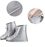 Whose Lemon Women Men Waterproof Shoes Cover Reusable Shoes Covers Rain/Snow Protective Zippered High Elastic Fabric Thicken Sole Slip-resistant Wear-resistant Shoes Covers Black XL