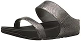 FitFlop Women's Lulu Metallic Snake Slide Dress Sandal, Pewter, 6 M US