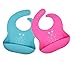 Baby Bibs made of Waterproof Silicone for girls and boys - rinses clean easily - by Mom n Dad Designs - An easier mealtime with toddlers & babies (Blue & Pink)