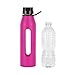 Takeya 22 Ounce Classic Glass Water Bottle with Silicone Sleeve and Twist Cap, Fuchsia