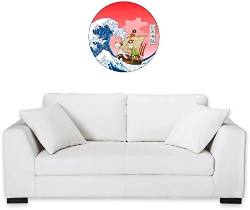 OKIWOKI Funny One Piece Wall Sticker - Going Merry X The Great Wave of Kanagawa (One Piece Parody) (Ref:801)
