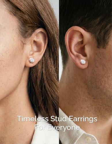 MomentWish Moissanite Women's Earrings, 1-4 Carat Moissanite Diamond 925 Sterling Silver/Gold/Rose Gold Hypoallergenic Earrings Jewelry Gift for Women 4/5/6.5/7.5/8 mm
