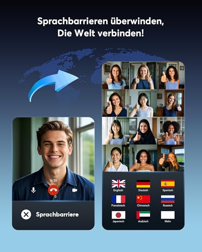 KI Übersetzer Kopfhörer Echtzeit - 198 Sprachen 3-in-1 Übersetzungsgerät, German-English Translator, AI-Übersetzungs-Ohrenhörer mit offenem Ohr- Klare Sprachübersetzung mit Ladecase für Reise & Lernen