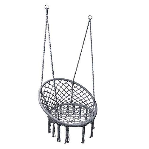 ZXL Hängesessel, Hängesessel Mesh Cotton Rope Weave Hängekorb Quaste Hängesessel Schaukel, Hängematte mit Sitzbezug… – Bild 3