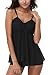 ALove Women's Hollow Tankinis with Boyshorts Two Piece Swimwear Black 8