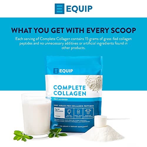 Equip Foods Complete Collagen 100 Grass Fed Hydrolyzed Collagen Peptides Powder with Amino