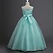 Princess Flower Long Girls Pageant Tutu Dresses Kids Prom Puffy Tulle Dance Party Fall Wedding Bridesmaid Ball Gown Turquoise 10-11 Years