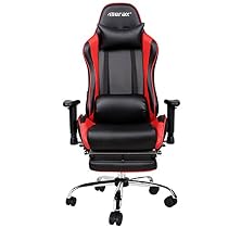 Merax Ergonomic Racing Gaming Chair with Adjustable Armrests High-Back PU Leather Chair with Footrest Home Office Chair (red)