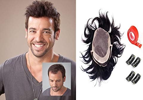Raaya Human Hair Toupee, Hair Wigs Toupee To Cover Baldness Human Hair Front Lace Patch Toupee For Men And Boys, 8x6, Black, 40 Gram, Pack Of 1