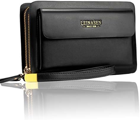 Sllybo Men's PU Leather Clutch Wallet Purse Handbag Business Organizer Long Holder Bag