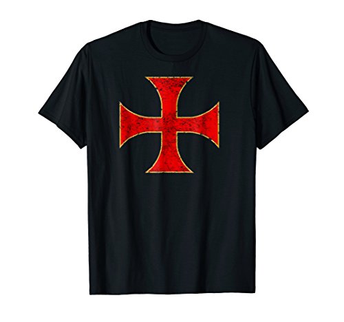 Maltese & Crusader Knights Templar Co.Cross Crusader Knights Templar T-Shirt Distressed Top Tee T-ShirtOEKO-TEX STANDARD 100