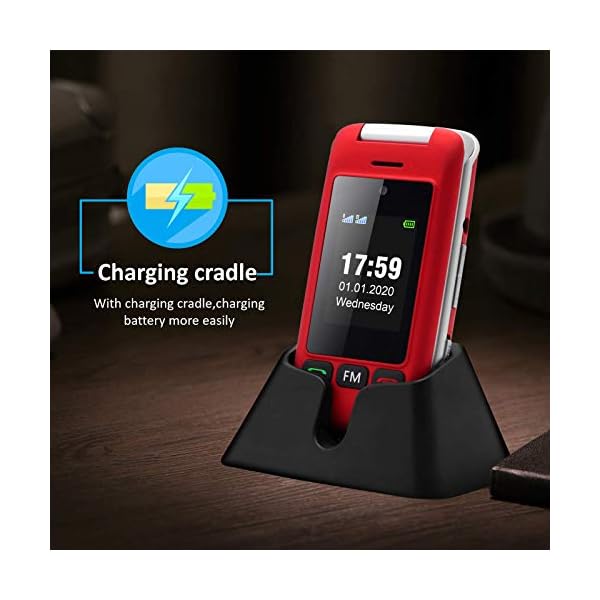 artfone-GSM-Big-Button-Mobile-Phone-for-Elderly-Sim-Free-Unlocked-Dual-Screen-Flip-Phone-Easy-to-Use-Basic-Mobile-Phone-With-24-LCD-Display-SOS-Button-Talking-Numbers-Torch-Loud-SpeakerRed artfone GSM Big Button Mobile Phone for Elderly, Sim Free Unlocked Dual Screen Flip Phone, Easy to Use Basic Mobile…