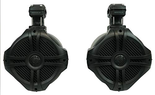 Pair Rockville RWB70B Black 6.5″ 250w Marine Wakeboard 360° Swivel Tower Speakers