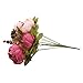 Flojery Silk Peony Bouquet Vintage Artificial Peonies Flower for Home Wedding Party Decor (1pcs, Dark Pink)