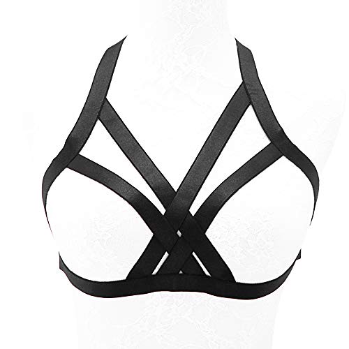 Harness Body Accessories Black Belt Elastic Cupless Cage Bra Body for Women